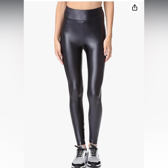 Koral Pants - Womens Koral Shiny Black Spandex Leggings medium